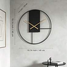 Large Size Wrought Iron & Wood Combination Wall Clock, European Style Fashion Wall Clock, Home Decor For Living Room, Bedroom, Simple & Luxury Design, Silent Movement Room Decor - 彩色 - 查看 9