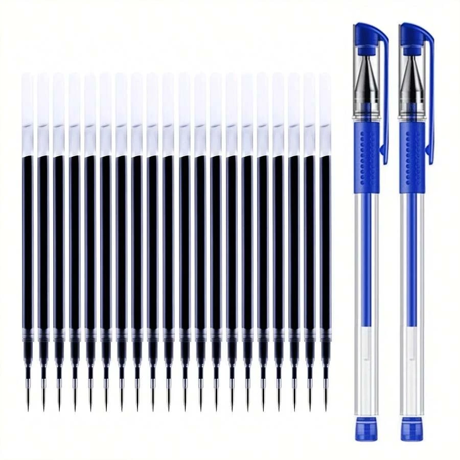 22pcs Large Capacity Set, Blue Ink, Comfortable Grip And Quick Drying, Smooth Writing, Suitable For Note-Taking And Writing, Perfect Office And Study Supplies - Sets - View 1