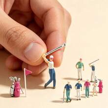 1:50 Hand Painted Mini Golfer Figurines, Tiny Golf Player Mini Figures With Golf Bag Flag, Dollhouse Mini Accessory, Mini Golf Diorama Layout Decor, Hobby Model Collection Gift(Random Color) - 1:50 Golf Ball Color Figure Set - View 1
