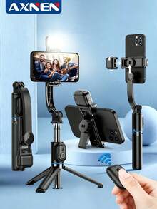 AXNEN Selfie Stick Tripod With LED Light, Detachable Phone Holder, Wireless Remote Control, Compatible With IOS And Android Phones, Suitable For Summer Vacation, Travel, Outdoor Activities, Live Streaming, Etc. - Black - View 2