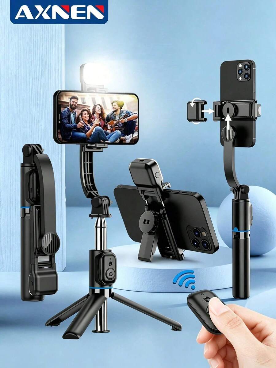 AXNEN Selfie Stick Tripod With LED Light, Detachable Phone Holder, Wireless Remote Control, Compatible With IOS And Android Phones, Suitable For Summer Vacation, Travel, Outdoor Activities, Live Streaming, Etc.