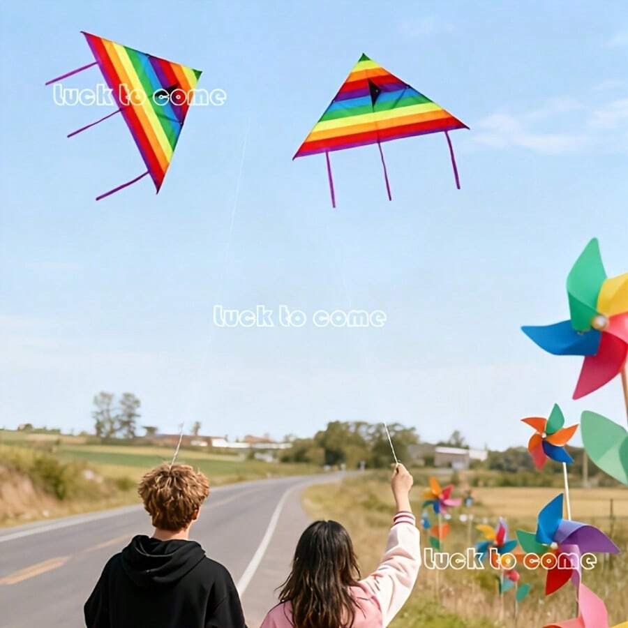Rainbow Triangle Kite, Equipped With 30m Kite Line, Easy To Soar, Outdoor Recreation Flying, Farm Bird Repellent, Random Style Shipped