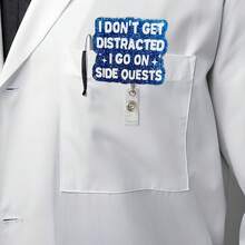 1pc "I Won't Get Distracted, I'm Going To Do Side Quests" Badge Scroll, Quirky ID Holder, Cute Gift For Healthcare Workers, Humorous And Satirical Retractable Lanyard. - Multicolor - View 4