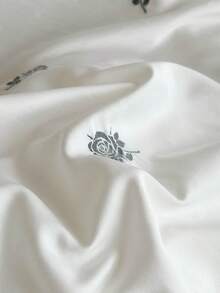 1pc Black Embroidered Rose Ruffle Edge Pillowcase, French Princess Style Decorative Throw Pillow Cover Suitable For All Seasons, Pastoral Style Simple Gentle Decorative Long Pillowcase, Machine Washable, No Filling Included - Black and White - View 6