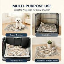 1pc Decorative Dog Pee Pad Carpet, Waterproof Absorbent Pet Mat, Non-Slip Floor Protector, Suitable For Small And Medium Dogs, Fashionable Home Carpet, Blue And Gray Available - one-size - View 6