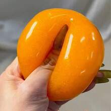 Brinquedo Squishy Realista de Sorvete de Caqui, Bola de Estresse Macia e Apertável, Acabamento Laranja Brilhante com Caule Verde, Adequado para Decoração de Mesa, Relaxamento no Escritório e Presente, Brinquedo Sensorial Fidget ASMR para Adultos com Som Nítido - Multicolorido - Visão 4