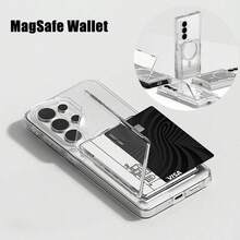 Dompet Kartu Magnetik MagSafe, Tempat Kartu Ponsel Lipat Transparan Bening dengan Penyangga, Kantong Kartu Kredit Pemblokir RFID yang Dapat Dilepas, Kompatibel dengan Semua Casing Ponsel Magnetik MagSafe - MultiWarna - View 1