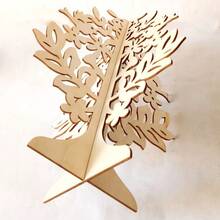 1pc Christmas Tree Ornament, New Wooden 3D Christmas Decoration Craft Hollow Carved Desktop Christmas Tree Ornament - Wood Color - View 9