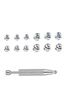AVYRING 12-18 buah 14G 2.5mm/4mm Perhiasan Tindik Kulit, Termasuk Alat Penjepit Bola Tindik, Ujung Jangkar Tindik Mikro Zirkonia Kubik, Cocok Untuk Wanita - MultiWarna - View 6
