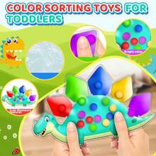 Dinosaur Color Sorting Toy Fine Motor Matching Game Travel Montessori Finger Toy Suitable For Autism Perfect Easter Basket Gift For 2-6 Year Old Boys - 彩色 - 查看 3