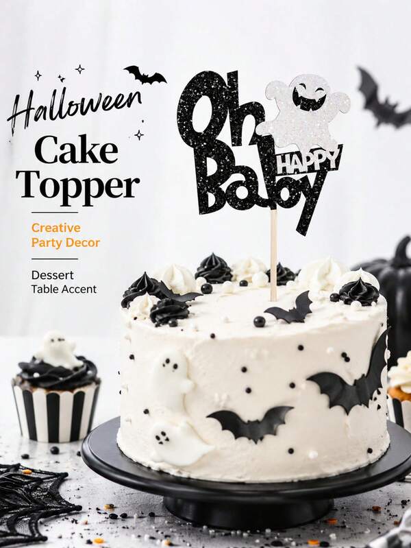 10pcs Halloween Ghost Cake Topper Spooky Dessert Decoration Party Supplies Birthday Celebration Bakery Table Decor Holiday Gathering Festive Centerpiece Set Accessory