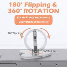 [2pcs/4pcs] Transparent Diamond Inlaid Phone Ring Holder, 360° Rotating 180° Adjustable Finger Ring Phone Grip - Silver - View 6