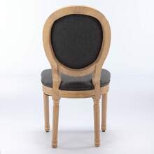 French Style Solid Wood Frame Antique Painting Linen Fabric Back Dining Chair, Set Of 2,Dark Gray,DE1845DG - 灰色 - 查看 6