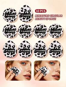 MAANGE 5/10pcs Black & White Leopard Print Professional Makeup Sponges, Dual-Use Dry & Wet, Soft Skin-Friendly Sponge, Suitable For Daily Makeup Use, Essential Travel Makeup Tool, Gift For Girls - Multicolor - View 2