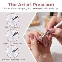5pcs Silicone Nail Art & Pottery Tools Brush Set With Practical Wooden Handle, Creative Handmade Brushes - Multicolor - View 3