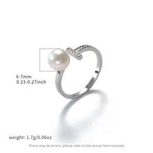 DARA S925 Sterling Silver Pearl Open Ring, Freshwater White Pearl 6-7mm, Luxury Gift Box For Women - White - View 5