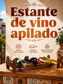 Stackable Brown PP Plastic Wine Rack, Modular Bottle Storage Organizer For Kitchen And Pantry, 43x23x13cm - Reddish Brown - View 6