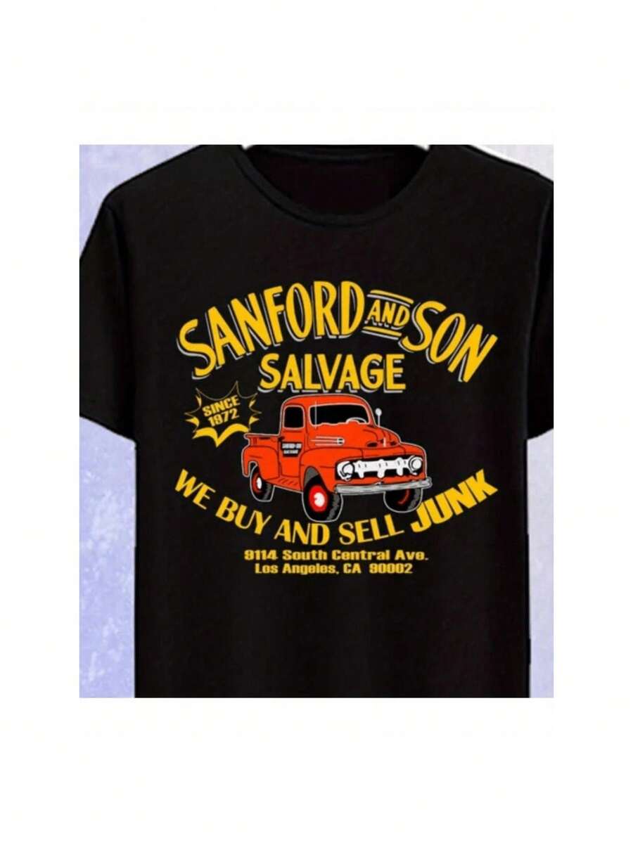 Comfort Cotton Short Sleeve T- Shirt Sanford And Son Salvage Retro TV - Black - View 1