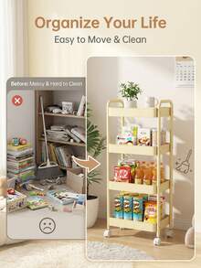 Xe đẩy lưu trữ di động nhiều tầng có bánh xe, kệ lưu trữ đồ ăn nhẹ và đồ linh tinh cho nhà bếp phòng tắm, kệ lưu trữ sách cho phòng ngủ phòng học, kệ lưu trữ hạt và vật liệu thủ công, kệ lưu trữ đa năng cho gia đình - Nhiều màu - Xem 2