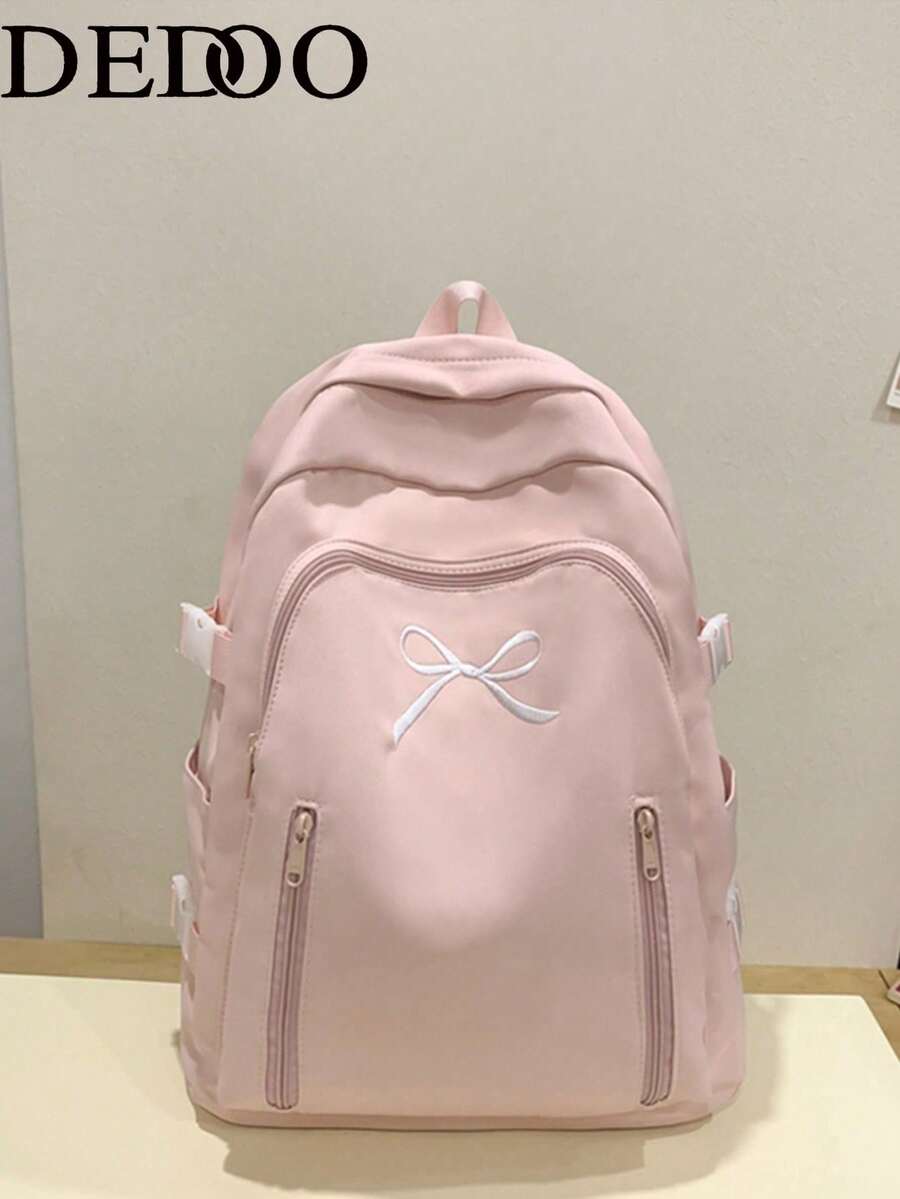 Dedoo 可攜式卡通吊飾後背包，大容量學生書包，適合戶外旅行、開學返校、大學校園使用