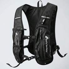 Rompi Lari Ransel Unisex, Ransel Hidrasi, Ringan & Bernapas untuk Lari Lintas Alam, Maraton, Rompi Hidrasi Lari yang Dapat Diatur dengan Tempat Ponsel untuk Lari Lintas Alam, Mendaki, Bersepeda - Hitam - View 1