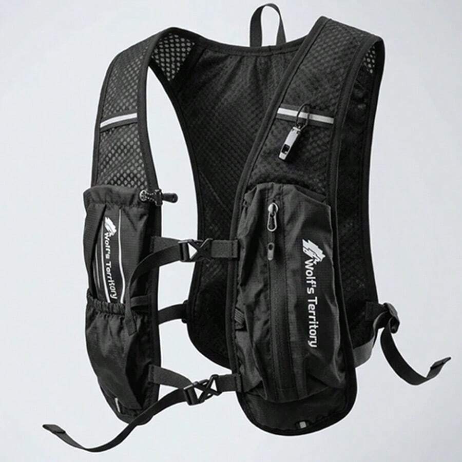 Rompi Lari Ransel Unisex, Ransel Hidrasi, Ringan & Bernapas untuk Lari Lintas Alam, Maraton, Rompi Hidrasi Lari yang Dapat Diatur dengan Tempat Ponsel untuk Lari Lintas Alam, Mendaki, Bersepeda - Hitam - View 1