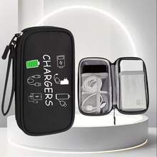 Kompakt reseorganizer-väska, speciellt utformad för elektroniska tillbehör, perfekt för förvaring av datakablar, laddare, smartphones, USB-minnen och andra föremål, alla föremål förvaras säkert i skyddande fack - svart - Visa 13