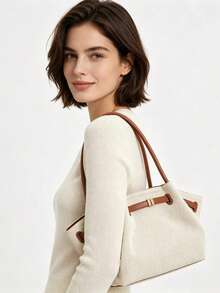 Jw European Style Hana Dumpling Bag Large Capacity Tote Bag For Women, Shoulder & Handheld Dual-Use Commuter Bag, Lightweight & Durable, Suitable For Work, Commuting, School, Shopping, Short Trips, Daily Outings - Beige - View 9