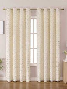 1PC White Premium Velvet Diamond Lattice Gold Foil Filtered Curtain, Suitable For All Seasons, Applicable To Bedroom, Living Room, Dining Room, Provides Great Decorative Effect, Top Lock Ring Design, Easy To Install And Remove - White - View 5