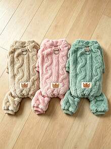 1pc Pet Plush Four-Legged Jumpsuit Dogs Autumn/Winter Warm Outfit Outdoor Windproof Pets Fleece Clothes Suitable For Small Cats Dogs Chihuahua Yorkshire Terrier - Multicolor - View 8