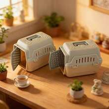 Miniature Realistic Pet Carrier, Color-Block Plastic Material, With Handle And Breathable Holes, Openable Design, Exquisite Replica Of Real Storage Box, Suitable For Miniature Model Scenery, Dollhouse Scene DIY, Desktop Micro Landscape Decor, Holiday Theme Decoration Prop - A - View 4