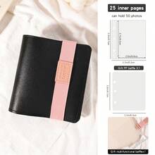 Mini PU Leather Dopamine Colorful Contrast Elastic Band Portable Small Card Card Album Pocket Photo Album Photo Book Fresh Cute Card Holder 3-Inch 1-Slot Loose Leaf Idol Card Business Card Storage Album Couple Photo Album Birthday Gift For Friends With Front And Back Covers - 25 Inner Pages - View 19