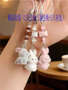 1/2/3pcs Fluffy Resin Candy Rabbit Lanyard Keychain, Handmade Beaded DIY Ins Style Pendant, Cute Hanging Decoration Suitable For Bags And Packaging Decoration. Available In Multiple Colors/Sets, Perfect Choice For Girls Toys And Halloween, Christmas And Other Holiday Party Gifts. - Multicolor - View 19