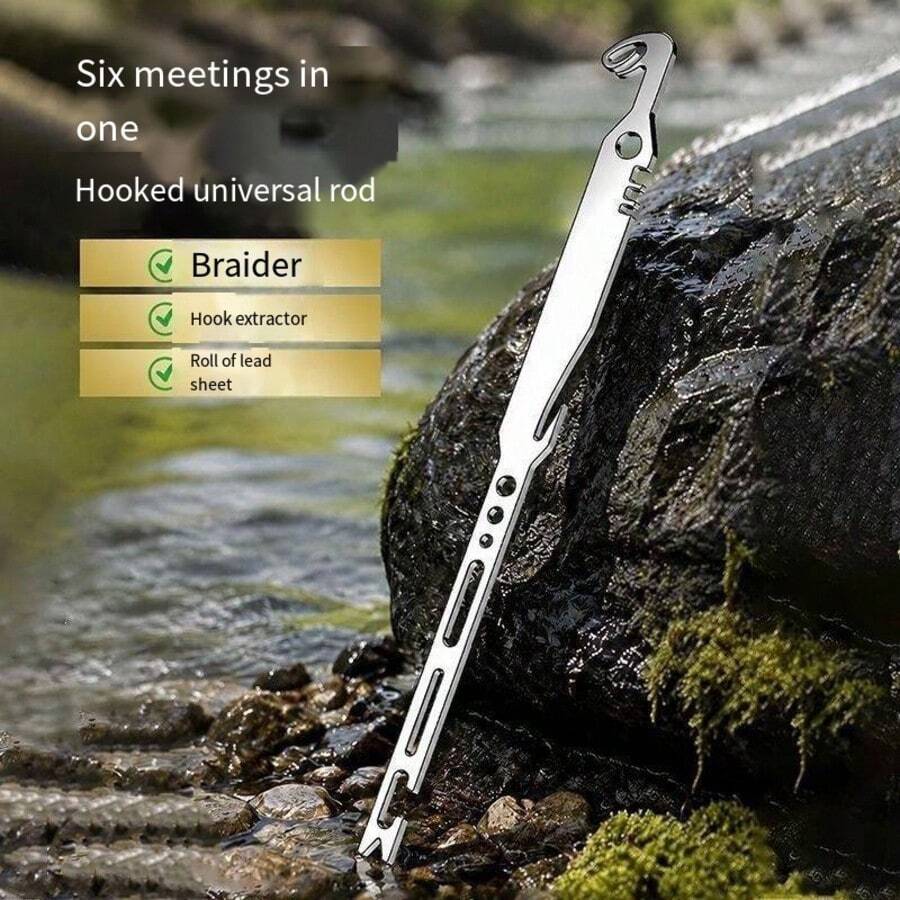 Multifunctional 6-In-1 Stainless Steel Hook Remover, Outdoor Fishing Hook Extractor, Deep Throat Quick Hook & Line Removal Fishing Accessory - Multicolor - View 1