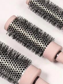 1pc/Pink Round Brush - Hair Styling Comb, Round Curling Roller Aluminum Tube Brush, Bangs Styling Tool, Hair Comb, Air Curling, Suitable For Curly Hair - Styling - Multicolor - View 2