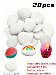 20 Medium Smooth White Painting Stones - Flat And Hand-Selected, Suitable For Crafts, Art, Decoration - No Chemicals, Smooth Surface For Even Effect, Ideal For Beginners And Handmade Projects, Craft Supplies, Art Projects, Decorative Stones - Multiple Styles - View 10