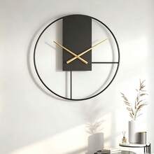 Large Size Wrought Iron & Wood Combination Wall Clock, European Style Fashion Wall Clock, Home Decor For Living Room, Bedroom, Simple & Luxury Design, Silent Movement Room Decor - 彩色 - 查看 6
