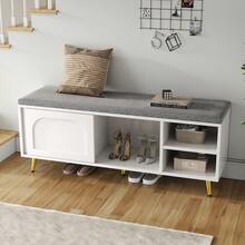 Shoe Bench, Shoe Rack With Bench, Bench With Seat Cushion, Shoe Cabinet With Storage Space, Wardrobe Bench, White, Dimensions: W121 X D35 X H49 Cm, 121 X 35 X 49 Cm - A - View 6