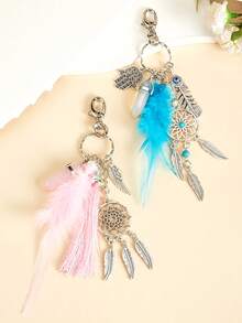 Dream Catcher Keychain, Boho Feather Yin Yang Tai Chi Key Ring, Cute Bag Charm, Backpack Pendant, Purse Decoration, Gift For Women - Multicolor - View 4