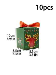 5pcs/10pcs Christmas Window Gift Boxes, Thickened White Cardboard Square Shape, Ribbon Handle With Bow, Unique Transparent Window, Christmas Tree Star Reindeer Pattern, Easy To Fold Candy Dessert Packaging Gift Box, Suitable For Christmas New Year Party Children Gifts - View 10