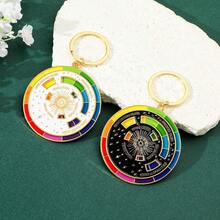 1pc Rotating Color Wheel Keychain, Artist Color Theory Guide, Metal Key Ring, Painter Designer Art Student Gift, Bag Charm - Multicolor - View 4