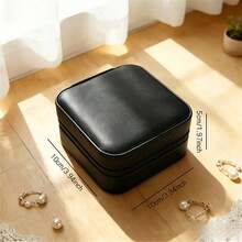 Travel Jewelry Storage Box With Mirror, PU Leather Portable Jewelry Box, Detachable Split Zipper Ring, Earring, Necklace Storage Box, Sturdy Material, Easy To Carry, Essential Gift For Christmas - View 3