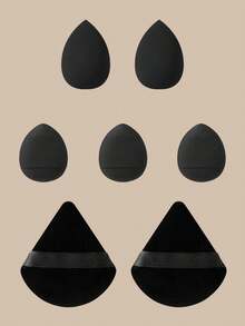 15pcs/12pcs/7pcs/5pcs Makeup Brush Set, 5pcs Makeup Brushes, Basic Flat And Round Head Makeup Brushes, Suitable For Liquid Foundation, Loose Powder, Blush, Eyeshadow, Including 3 Mini Sponges, 3 Triangle Velvet Powder Puffs, 4 Mini Finger Cushion Powder Puffs, Easily Create Flawless And Adherent Makeup Look, Suitable For Travel, Party, Touch-Up, Gift, Personal Use And Other Occasions, Professional And Practical Makeup Brushes, Complete Makeup Tool Set - Black - View 13
