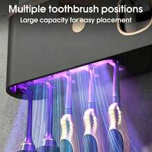 1pc UV Toothbrush Sterilizer With Storage Box, Toothbrush Holder, Disinfection And Timer Function, Rechargeable Wireless Wall-Mounted Toothbrush Sterilizer, Suitable For Bathroom, Back To School Essential - Multicolor - View 5