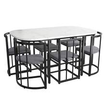 6-Seat Dining Table Set Black Wood - 黑色 - 查看 6
