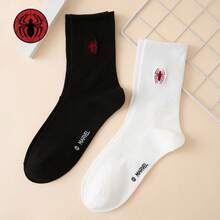Disney Two Pairs Of Men's Interestingly Personalized Cartoonish Cute Embroidered Marvel Series Spider-Man Pattern Tights, Sports Socks - Multicolor - View 5