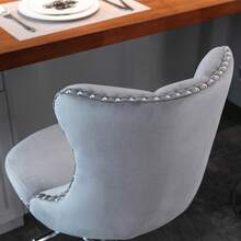 Swivel Velvet Barstools Adjustable Seat Height From 25-33 Inch,  Base Bar Stools With Backs Comfortable Tufted For Home Pub And Kitchen Island, Set Of 2,DE1712GY,Gray - 灰色 - 查看 9