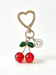 1pc European & American INS Minimalist Acrylic Cherry Letter Keychain, Heart-Shaped Fruit Bag Charm - Multicolor - View 6