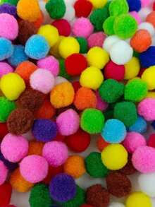 300pcs Super Bright Colorful Pom Poms, Handmade Pom Poms Suitable For Crafts, Hobbies, Halloween/Christmas DIY Decorations, School Art Projects And Activities - Multicolor - View 7