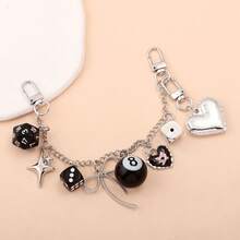 Y2K Style Bag Charms Heart‑Shaped Dice And Billiards Backpack Accessories Heart Star And Bow Chain Bag Charms Punk Backpack And Tote Bag Accessories - Multicolor - View 3
